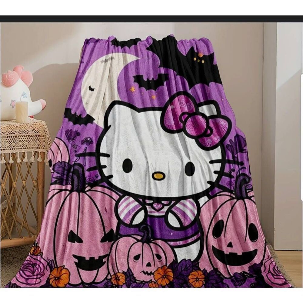 Halloween Hello Kitty purple throw blanket